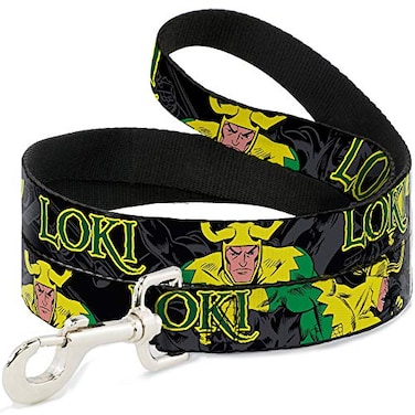 Buckle-Down BuckleDown Pet Leash LOKI in Action BlackGrayYellowGreen 4 Feet Long 1 Wide
