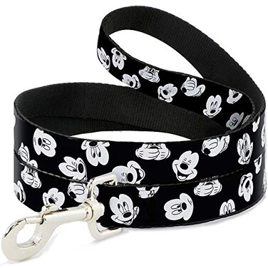 Buckle-Down BuckleDown Pet Leash Mickey Mouse Expressions Scattered BlackWhite 6 Feet Long 12 Wide