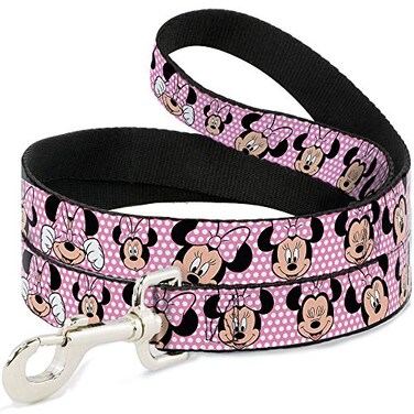 Buckle-Down BuckleDown Pet Leash Minnie Mouse Expressions Polka Dot PinkWhite 6 Feet Long 1 Wide