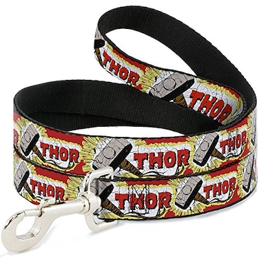 Buckle-Down BuckleDown Pet Leash THOR Hammer RedYellowWhite 4 Feet Long 1 Wide