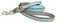 Soft Touch Collars Heavy Duty Leather Braided Dog Leash 6 ft x 34 Inch Turquoise with Beige Padded Handle