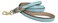Soft Touch Collars Heavy Duty Leather Braided Dog Leash 6 ft x 34 Inch Turquoise with Beige Padded Handle