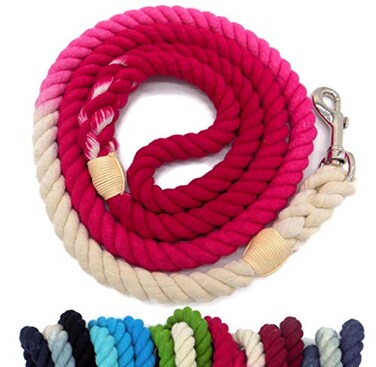 Sier Rose Pink 5ft Ombre Cotton Rope Dog Leash
