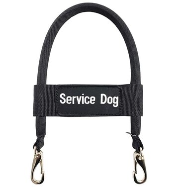 ActiveDogs.com ActiveDogs Bridge Handle for Service Dog Vest Harnesses Assistance Dog Handle with Reinforced Nylon Heavy Duty Metal Clips Service Dog ID Band Black 12