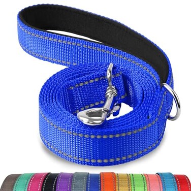 Joytale Dog Leash 5 FT DoubleSided Reflective Padded Handle Nylon Heavy Duty Leashes for Small Dogs Walking Navy Blue