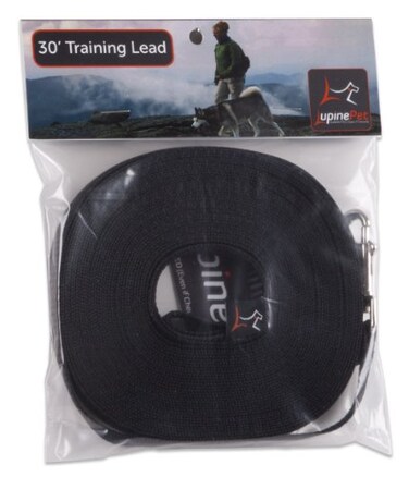 LupinePet Basics 12 Black 30foot ExtraLong Training LeadLeash for Small Pets