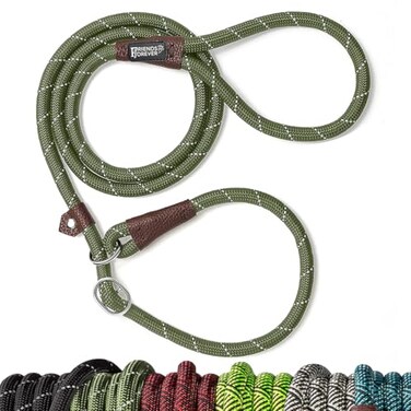 Friends Forever Extremely Durable Dog Rope Leash Premium Quality Training Slip Lead Reflective Thick Heavy Duty Sturdy No Pull Comfortable For The Strong Large Medium Small Pets 6 feet Olive