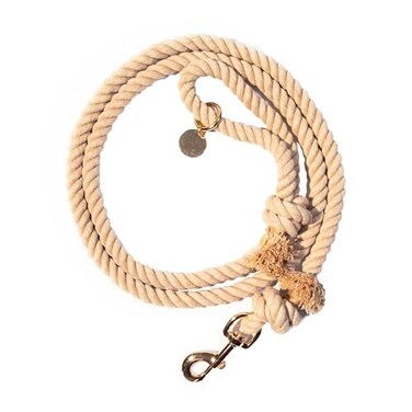 Glow Pups Luxury Neutral Rope Dog Leash for Small Medium Large Breeds Strong Metal Clasp Comfortable Loop Handle Stylish Dog Leashes 5 Foot Tan Color