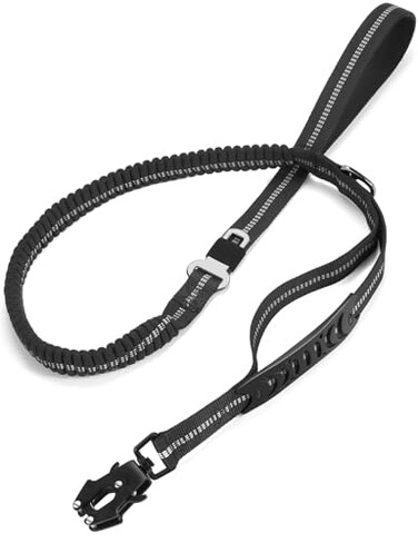 TINMARDA Heavy Duty Dog Leash 46FT Shock Absorbing Dog Leashes with Traffic Handle and Comfortable Padded Handles Advanced Easy Metal Clip No Pull Reflective Leash for Medium Large Dogs that Pull Blac