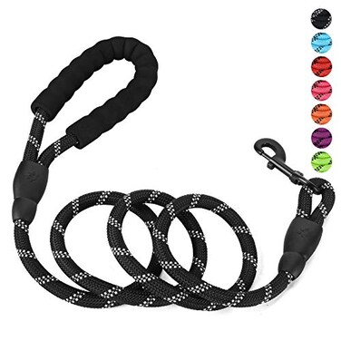 Petmegoo Heavy Duty Black Dog Leash 55ft Reflective Rope Leash with Soft Padded Handle 18120 lbs Dogs