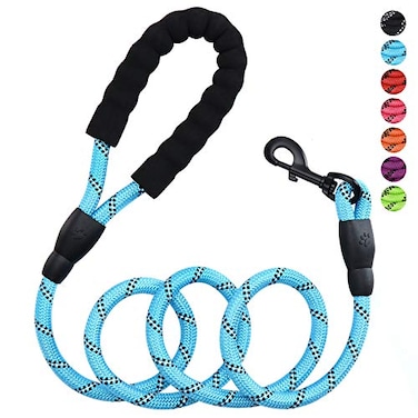Petmegoo 5ft 12in Blue Dog Leash for Large Medium Dogs Reflective Heavy Duty Rope Leash with Soft Padded Handle 18120 lbs