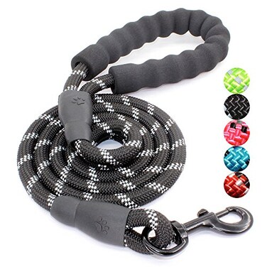 BAAPET 2456 FT Dog Leash with Comfortable Padded Handle and Highly Reflective Threads for Small Medium and Large Dogs 5FT12 Black