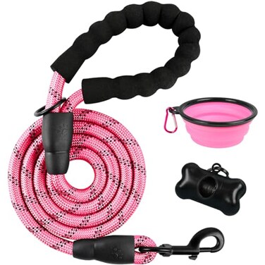 BARKBAY Dog Leashes for Large Dogs Heavy Duty Dog Leash 456 FT with Comfortable Padded Handle and Highly Reflective Threads for Medium Large Dogs Walking Training Running 5FT12Pink