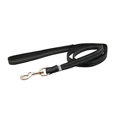 Herm Sprenger Heavy Duty Rubberized Nylon Reflective Dog Leash 6 Feet Safety Control No Slip Grip Loop Handle NoTangle 360 Swivel Comfort Lead for Small Medium Dogs Black