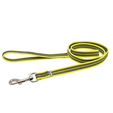 Herm Sprenger Heavy Duty Rubberized Nylon Reflective Dog Leash 6 Feet Safety Control No Slip Grip Loop Handle NoTangle 360 Swivel Comfort Lead for Small Medium Dogs Yellow