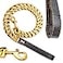 txprodogchains Big Chew Proof Dog Leash for Large Dogs 32MM Thick Gold Chain Leash with Leather Padded Handle Gold 3FT