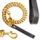 txprodogchains Big Chew Proof Dog Leash for Large Dogs 32MM Thick Gold Chain Leash with Leather Padded Handle Gold 3FT