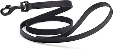 Dogline Biothane Waterproof 6ft Dog Leash Strong Coated Nylon Webbing with Black Hardware OdorProof Easy to Clean High Performance for Small or Large Dogs Made in USA 6ft Lead Black