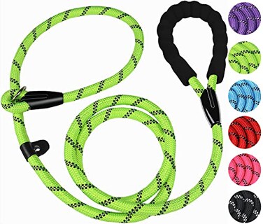 BOOEUDI 6 FT Dog Leash Heavy Duty Rope Dog Leashes Strong Training Dogs Leash with Comfortable Padded Handle and Highly Reflective Threads for Small Medium and Large Dogs Green
