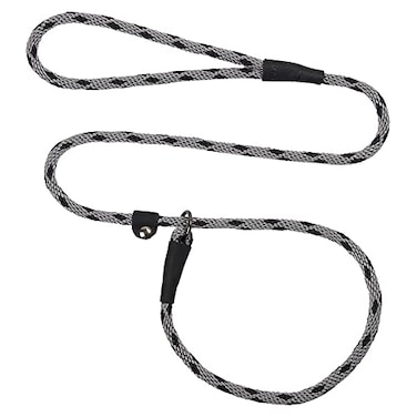 Mendota Pet Slip Leash Dog Lead and Collar Combo Made in The USA Black Ice Silver 12 in x 6 ft for Large Breeds