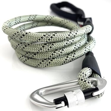 Enthusiast Gear Heavy Duty Dog Leash with 1100LB Rated Locking Carabiner 6FT ClimbingInspired Reflective Rope Leash for Large Medium Dogs that Pull Padded Handle Green