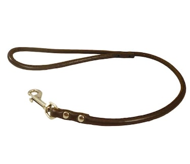 Dogs My Love Round Genuine Rolled Leather Dog Short Leash 24 Long 38 Wide Brown for Medium Breeds