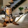 KINGOLDOGS Gold Dog Leash Large Dogs Metal Chew Proof Dog Leash32MM Heavy Duty Dog Chain Leash Stainless Steel with Genuine Leather Handle3FT