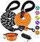 COOYOO 2 Pack Dog Leash 5 FT Heavy Duty Comfortable Padded Handle Reflective Dog Leash for Medium Large Dogs with Collapsible Pet Bowl