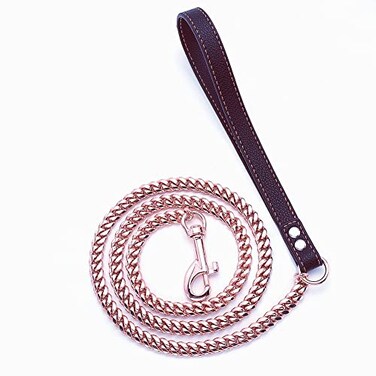 RUMYPET Rose Gold Dog Chain Leash 10MM 14MM Curb Cuban Link Chain Dog Leash Strong Chew Proof Stainless Steel Leash 3FT4FT5FT for Small Medium Large Dogs10mm4ft