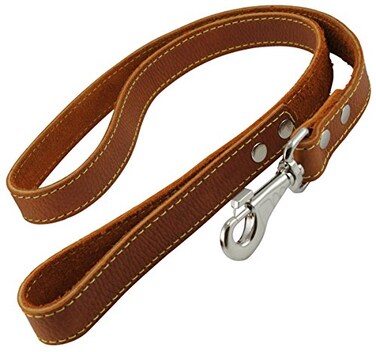 Dogs My Love 4 Classic Genuine Leather Dog Leash 1 Wide for Largest Breeds Orange