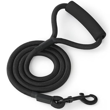 Mile High Life Dog Leash with Comfortable Padded Handle Black Nylon Rope Leash Heavy Duty 4 Feet Dog Leashes Black