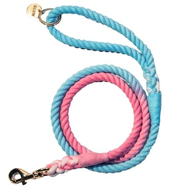 Glow Pups Rope Dog Leash Stylish Ombre Design Durable Sturdy with 360 Rustproof Swivel Hook Ideal Length 59 inches Comfortable Dogs Pink Blue