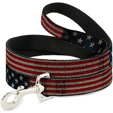 Buckle-Down BuckleDown Pet Leash Vintage US Flag Stretch 6 Feet Long 15 Wide