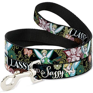 Buckle-Down BuckleDown Pet Leash Tinker Bell Floral Collage CLASSY AND SASSY 6 Feet Long 1 Wide
