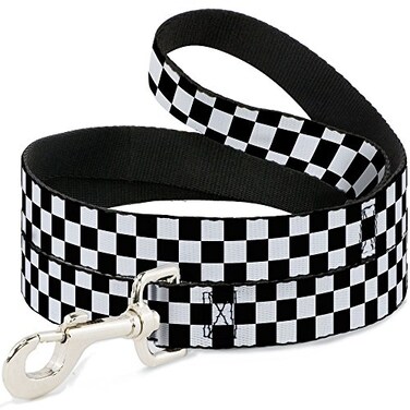 Buckle-Down Dog Leash Checker Black White 6 Feet Long 10 Inch Wide