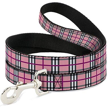 Buckle-Down Dog Leash Plaid Pink 6 Feet Long 10 Inch Wide