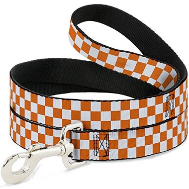 Buckle-Down Dog Leash Checker White Tn Orange 6 Feet Long 10 Inch Wide