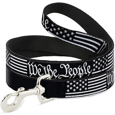 Buckle-Down Dog Leash Americana Flag We The People Black White 6 Feet Long 10 Inch Wide