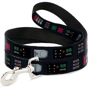 Buckle-Down Star Wars Pet Leash Dog Leash Star Wars Darth Vader Utility Belt Bounding Black Grays Reds 6 Feet Long 10 Inch Wide