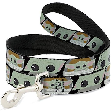 Buckle-Down Star Wars Pet Leash Dog Leash Star Wars The Child Chibi Face Blocks Black 6 Feet Long 10 Inch Wide