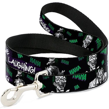 Buckle-Down DC Comics Pet Leash Dog Leash Joker Die Laughing Haha Black Purple Green 6 Feet Long 05 Inch Wide