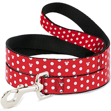 Buckle-Down Dog Leash Minnie Mouse Polka Dot Mini Silhouette Red White 6 Feet Long 15 Inch Wide