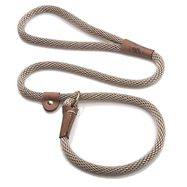Mendota Pet Slip Leash Dog Lead and Collar Combo Made in The USA Tan 12 in x 4 ft for Large Breeds