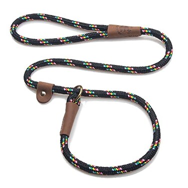 Mendota Pet Slip Leash Dog Lead and Collar Combo Made in The USA Black Confetti 12 in x 6 ft for Large Breeds