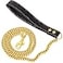 iDofas Gold Dog Chain Leash 18K Gold Stainless Steel Cuban Link Dog Leash with Leather Handle for Dogs Collar Chains3ft