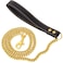 iDofas Gold Dog Chain Leash 18K Gold Stainless Steel Cuban Link Dog Leash with Leather Handle for Dogs Collar Chains3ft