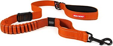 EzyDog Zero Shock Dog Leash Shock Absorbing Bungee Leash for Dogs that Pull or Excite Dual Handle and Reflective for Large Medium or Small Dogs 48inch Orange