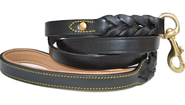Soft Touch Collars Black Heavy Duty Leather Braided Dog Leash 6ft x 34 Inch with Padded Handle