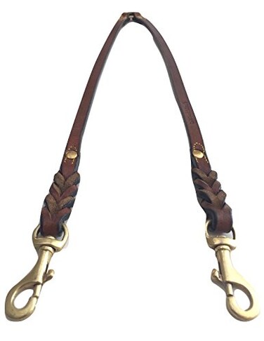Soft Touch Collars Leather Braided Coupler Dog Leash Brown Perfect for Walking Two Dogs with One Lead