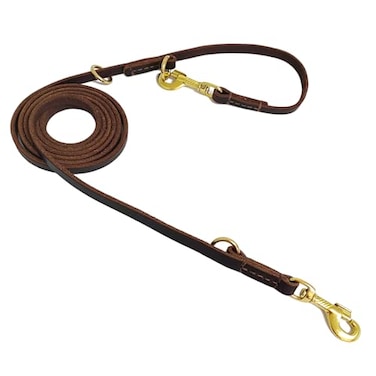 LWBMG Multi Function Leather Dog Leash 8ft Genuine Leather Leash for Dogs Hands Free Pet Leashes Double Ended Pet Training Leashes for Small Medium Large Dogs